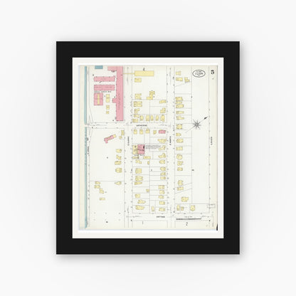 Old map wall art mockup — black gallery frame with white mat — Sanborn Fire Insurance Map from Ilion, Herkimer County, New York (1907), Sheet #0005
