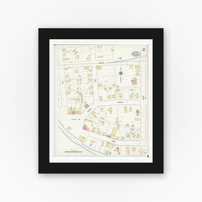 Old map wall art mockup — black gallery frame with white mat — Sanborn Fire Insurance Map from Navarre, Stark County, Ohio (1911), Sheet #0002