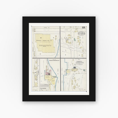 Old map wall art mockup — black gallery frame with white mat — Sanborn Fire Insurance Map from Stillwater, Washington County, Minnesota (1888), Sheet #0023