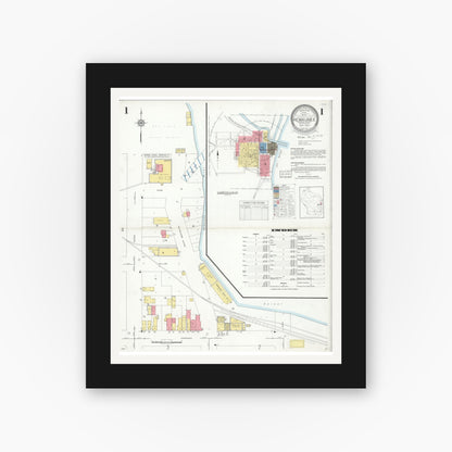 Old map wall art mockup — black gallery frame with white mat — Sanborn Fire Insurance Map from Kewaunee, Kewaunee County, Wisconsin (1933) - Complete Map Set
