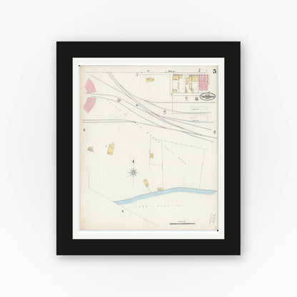 Old map wall art mockup — black gallery frame with white mat — Sanborn Fire Insurance Map from Two Harbors, Lake County, Minnesota (1897), Sheet #0005