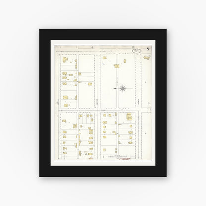 Old map wall art mockup — black gallery frame with white mat — Sanborn Fire Insurance Map from Covina, Los Angeles County, California (1906), Sheet #0008