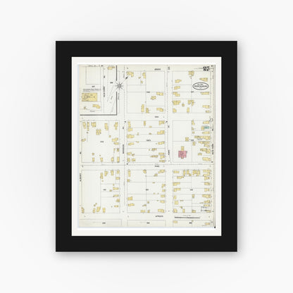 Old map wall art mockup — black gallery frame with white mat — Sanborn Fire Insurance Map from Ogdensburg, St. Lawrence County, New York (1904), Sheet #0027