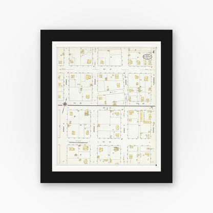 Old map wall art mockup — black gallery frame with white mat — Sanborn Fire Insurance Map from Clifton, Bosque County, Texas (1911), Sheet #0004