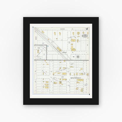 Old map wall art mockup — black gallery frame with white mat — Sanborn Fire Insurance Map from Manistique, Schoolcraft County, Michigan (1900), Sheet #0002