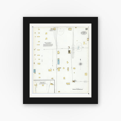 Old map wall art mockup — black gallery frame with white mat — Sanborn Fire Insurance Map from Red Jacket, Houghton County, Michigan (1900), Sheet #0019