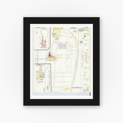 Old map wall art mockup — black gallery frame with white mat — Sanborn Fire Insurance Map from Ironton, Lawrence County, Ohio (1909), Sheet #0033