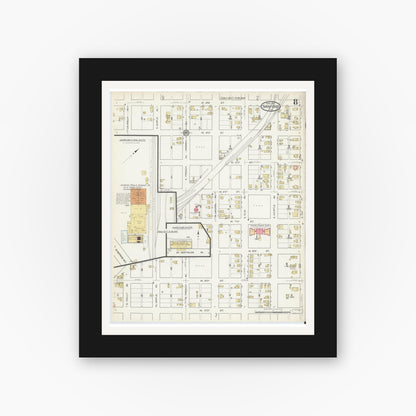 Old map wall art mockup — black gallery frame with white mat — Sanborn Fire Insurance Map from Sanford, Seminole County, Florida (1917), Sheet #0008