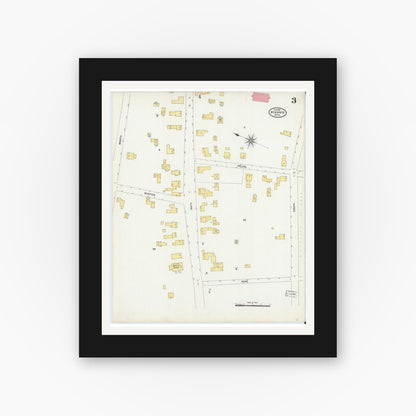 Old map wall art mockup — black gallery frame with white mat — Sanborn Fire Insurance Map from Hyannis, Barnstable County, Massachusetts (1906), Sheet #0003