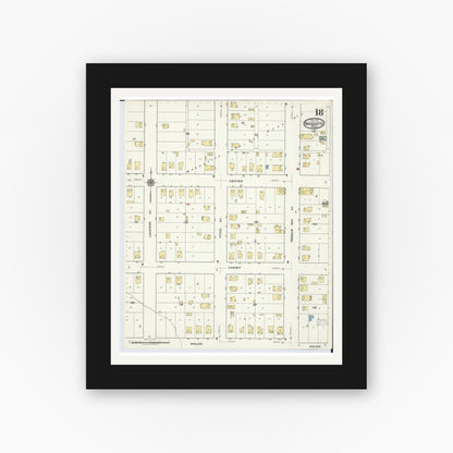 Old map wall art mockup — black gallery frame with white mat — Sanborn Fire Insurance Map from Marquette, Marquette County, Michigan (1917), Sheet #0018