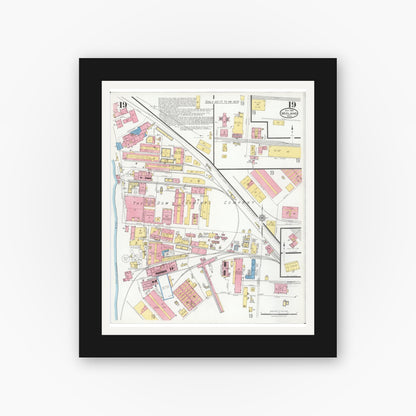 Old map wall art mockup — black gallery frame with white mat — Sanborn Fire Insurance Map from Midland, Midland County, Michigan (1926), Sheet #0019