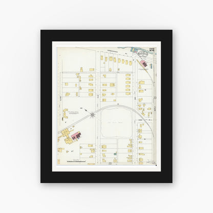 Old map wall art mockup — black gallery frame with white mat — Sanborn Fire Insurance Map from Pittston, Luzerne County, Pennsylvania (1903), Sheet #0022