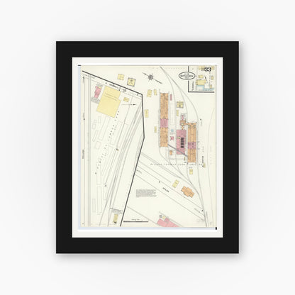 Old map wall art mockup — black gallery frame with white mat — Sanborn Fire Insurance Map from Battle Creek, Calhoun County, Michigan (1913), Sheet #0033