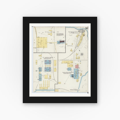 Old map wall art mockup — black gallery frame with white mat — Sanborn Fire Insurance Map from Houghton, Houghton County, Michigan (1893), Sheet #0016