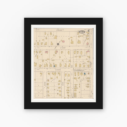 Old map wall art mockup — black gallery frame with white mat — Sanborn Fire Insurance Map from Belvidere, Boone County, Illinois (1922), Sheet #0006