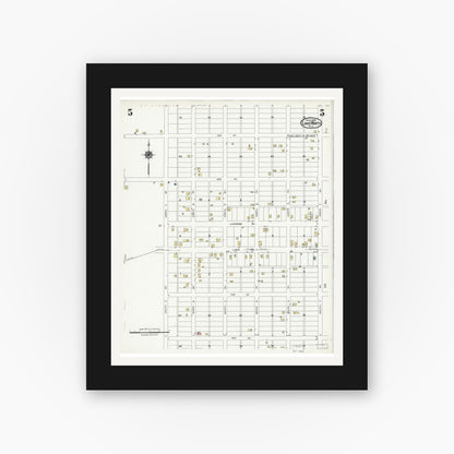 Old map wall art mockup — black gallery frame with white mat — Sanborn Fire Insurance Map from Lake Worth, Palm Beach County, Florida (1924), Sheet #0005