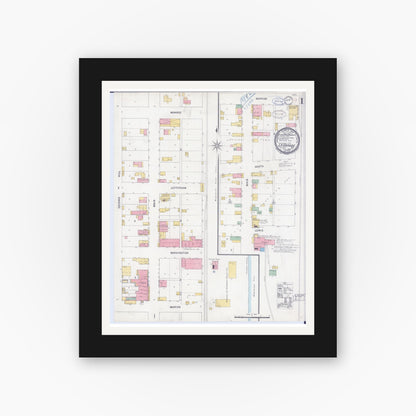 Old map wall art mockup — black gallery frame with white mat — Sanborn Fire Insurance Map from La Grange, Lewis County, Missouri (1898), Sheet #0001