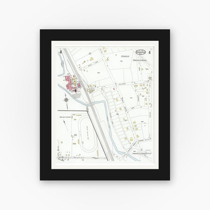 Old map wall art mockup — black gallery frame with white mat — Sanborn Fire Insurance Map from Ridgewood, Bergen County, New Jersey (1928), Sheet #0004