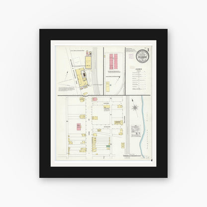 Old map wall art mockup — black gallery frame with white mat — Sanborn Fire Insurance Map from Goldsboro, York County, Pennsylvania (1908) - Complete Map Set
