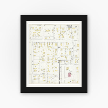 Old map wall art mockup — black gallery frame with white mat — Sanborn Fire Insurance Map from Cloquet, Carlton County, Minnesota (1911), Sheet #0015