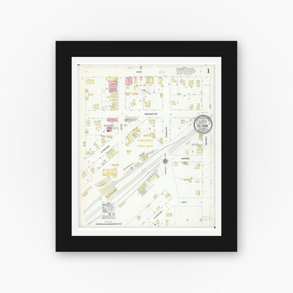 Old map wall art mockup — black gallery frame with white mat — Sanborn Fire Insurance Map from Altona, Knox County, Illinois (1910) - Complete Map Set