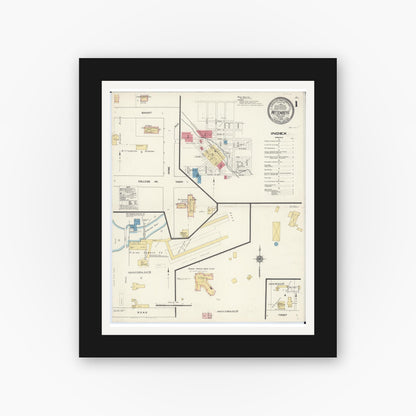 Old map wall art mockup — black gallery frame with white mat — Sanborn Fire Insurance Map from Wittenberg, Shawano County, Wisconsin (1909) - Complete Map Set