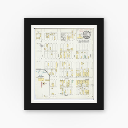 Old map wall art mockup — black gallery frame with white mat — Sanborn Fire Insurance Map from Iron River, Iron County, Michigan (1898) - Complete Map Set