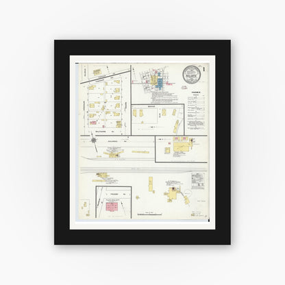 Old map wall art mockup — black gallery frame with white mat — Sanborn Fire Insurance Map from Holgate, Henry County, Ohio (1910) - Complete Map Set