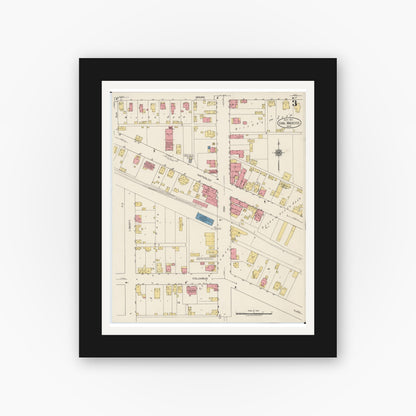 Old map wall art mockup — black gallery frame with white mat — Sanborn Fire Insurance Map from Canal Winchester, Franklin County, Ohio (1922), Sheet #0003