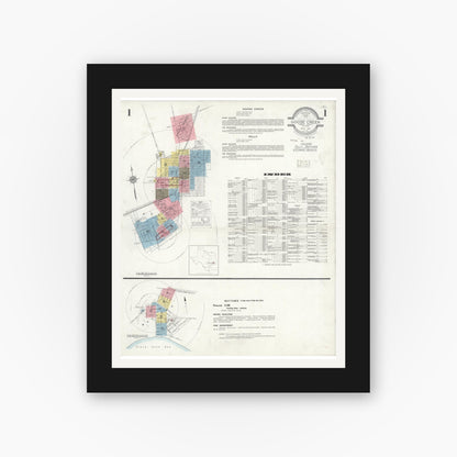 Old map wall art mockup — black gallery frame with white mat — Sanborn Fire Insurance Map from Goose Creek, Harris County, Texas (1931) - Complete Map Set