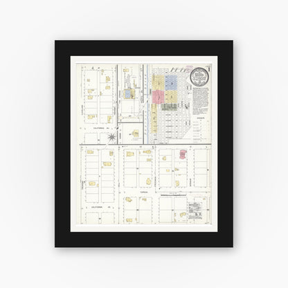 Old map wall art mockup — black gallery frame with white mat — Sanborn Fire Insurance Map from Oceanside, San Diego County, California (1907) - Complete Map Set