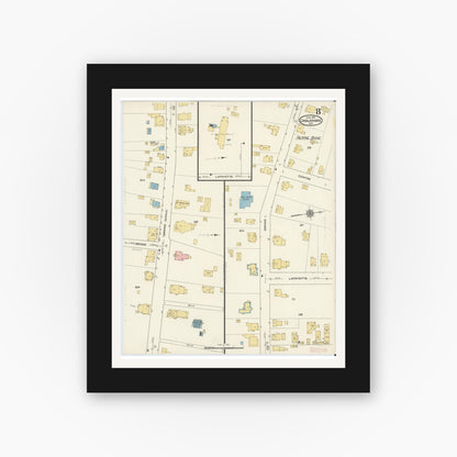Old map wall art mockup — black gallery frame with white mat — Sanborn Fire Insurance Map from Canajoharie, Montgomery County, New York (1915), Sheet #0008