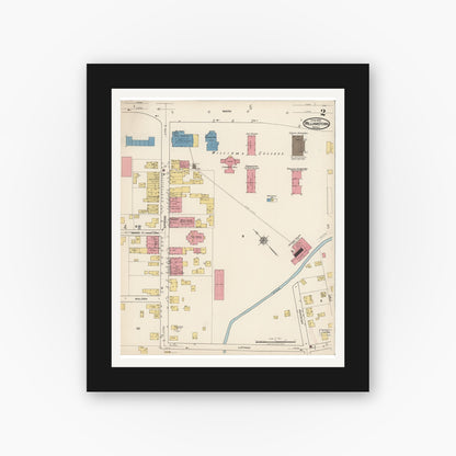 Old map wall art mockup — black gallery frame with white mat — Sanborn Fire Insurance Map from Williamstown, Berkshire County, Massachusetts (1922), Sheet #0002