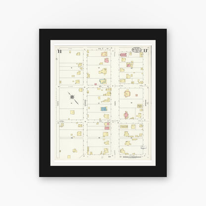 Old map wall art mockup — black gallery frame with white mat — Sanborn Fire Insurance Map from Wytheville, Wythe County, Virginia (1926), Sheet #0011