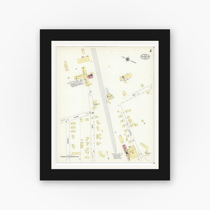 Old map wall art mockup — black gallery frame with white mat — Sanborn Fire Insurance Map from Franklin, Norfolk County, Massachusetts (1911), Sheet #0004