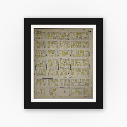 Old map wall art mockup — black gallery frame with white mat — Sanborn Fire Insurance Map from New Jersey Coast, New Jersey Coast, New Jersey (1890), Sheet #0029