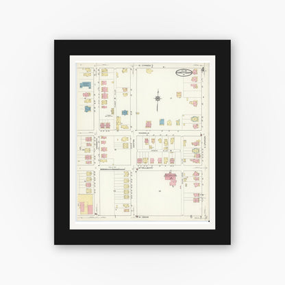 Old map wall art mockup — black gallery frame with white mat — Sanborn Fire Insurance Map from Kennett Square, Chester County, Pennsylvania (1914), Sheet #0004