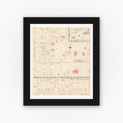 Old map wall art mockup — black gallery frame with white mat — Sanborn Fire Insurance Map from Wilton Junction, Muscatine County, Iowa (1922), Sheet #0004