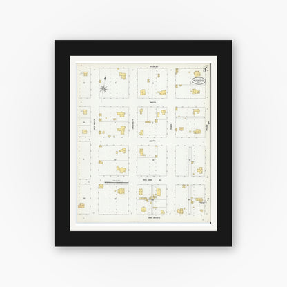 Old map wall art mockup — black gallery frame with white mat — Sanborn Fire Insurance Map from Henrietta, Clay County, Texas (1902), Sheet #0003