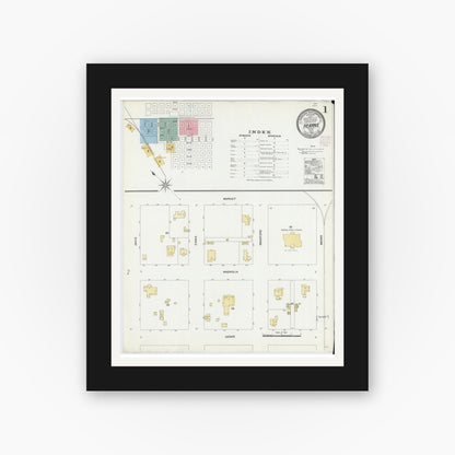 Old map wall art mockup — black gallery frame with white mat — Sanborn Fire Insurance Map from Hearne, Robertson County, Texas (1906) - Complete Map Set