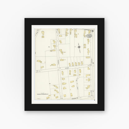 Old map wall art mockup — black gallery frame with white mat — Sanborn Fire Insurance Map from Orange, Franklin County, Massachusetts (1911), Sheet #0009