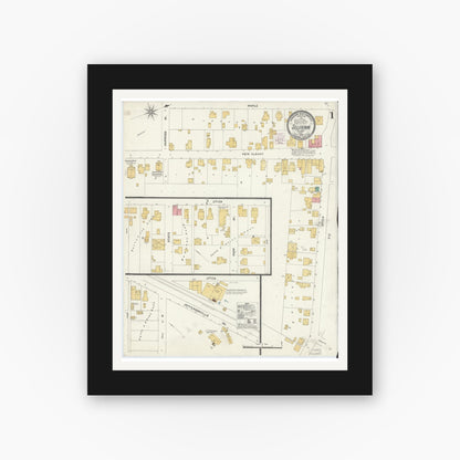 Old map wall art mockup — black gallery frame with white mat — Sanborn Fire Insurance Map from Sellersburg, Clark County, Indiana (1905) - Complete Map Set