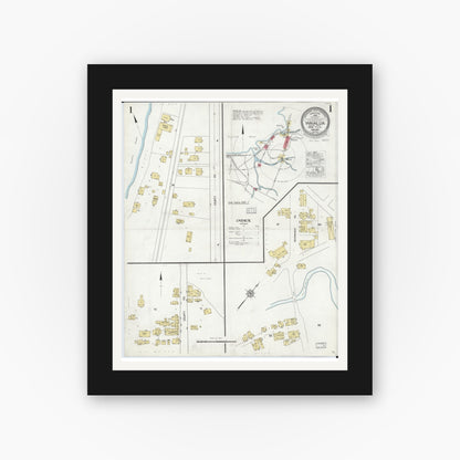 Old map wall art mockup — black gallery frame with white mat — Sanborn Fire Insurance Map from Waialua, Honolulu County, Hawaii (1927), Sheet #0001