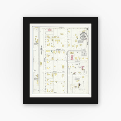 Old map wall art mockup — black gallery frame with white mat — Sanborn Fire Insurance Map from Rutland, La Salle County, Illinois (1910) - Complete Map Set