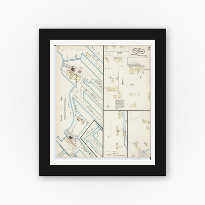 Old map wall art mockup — black gallery frame with white mat — Sanborn Fire Insurance Map from Escanaba, Delta County, Michigan (1884), Sheet #0005