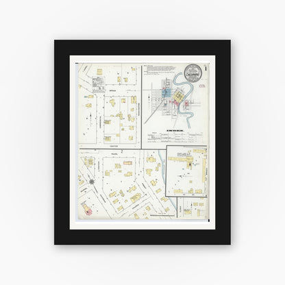 Old map wall art mockup — black gallery frame with white mat — Sanborn Fire Insurance Map from Chesaning, Saginaw County, Michigan (1910) - Complete Map Set
