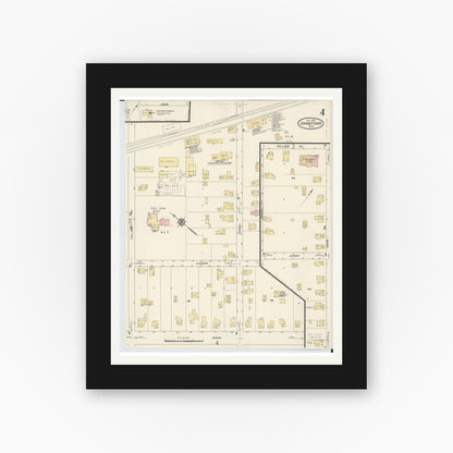 Old map wall art mockup — black gallery frame with white mat — Sanborn Fire Insurance Map from Johnstown, Licking County, Ohio (1913), Sheet #0004