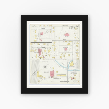 Old map wall art mockup — black gallery frame with white mat — Sanborn Fire Insurance Map from Painesville, Lake County, Ohio (1898), Sheet #0010