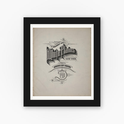 Old map wall art mockup — black gallery frame with white mat — Sanborn Fire Insurance Map from White Plains, Westchester County, New York (1911), Sheet #0001