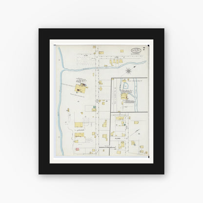 Old map wall art mockup — black gallery frame with white mat — Sanborn Fire Insurance Map from Ripley, Brown County, Ohio (1895), Sheet #0007